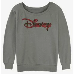New 🌟 Disney Holiday Logo 👧 Girls Slouchy Sweatshirt 😍