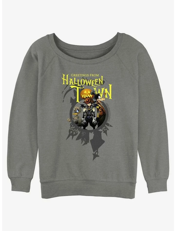 Top 10 😀 Disney Kingdom Hearts Greetings From 🎃 Halloween Town 👧 Girls Slouchy Sweatshirt 💯