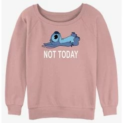 Best Pirce 👍 Disney Lilo & Stitch Not Today 👧 Girls Slouchy Sweatshirt 🛒