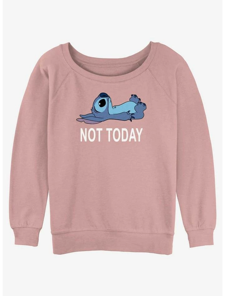 Best Pirce 👍 Disney Lilo & Stitch Not Today 👧 Girls Slouchy Sweatshirt 🛒