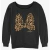 Coupon 🔔 Disney Minnie Mouse Animal Print Bow 👧 Girls Slouchy Sweatshirt ✔️