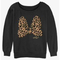 Coupon 🔔 Disney Minnie Mouse Animal Print Bow 👧 Girls Slouchy Sweatshirt ✔️