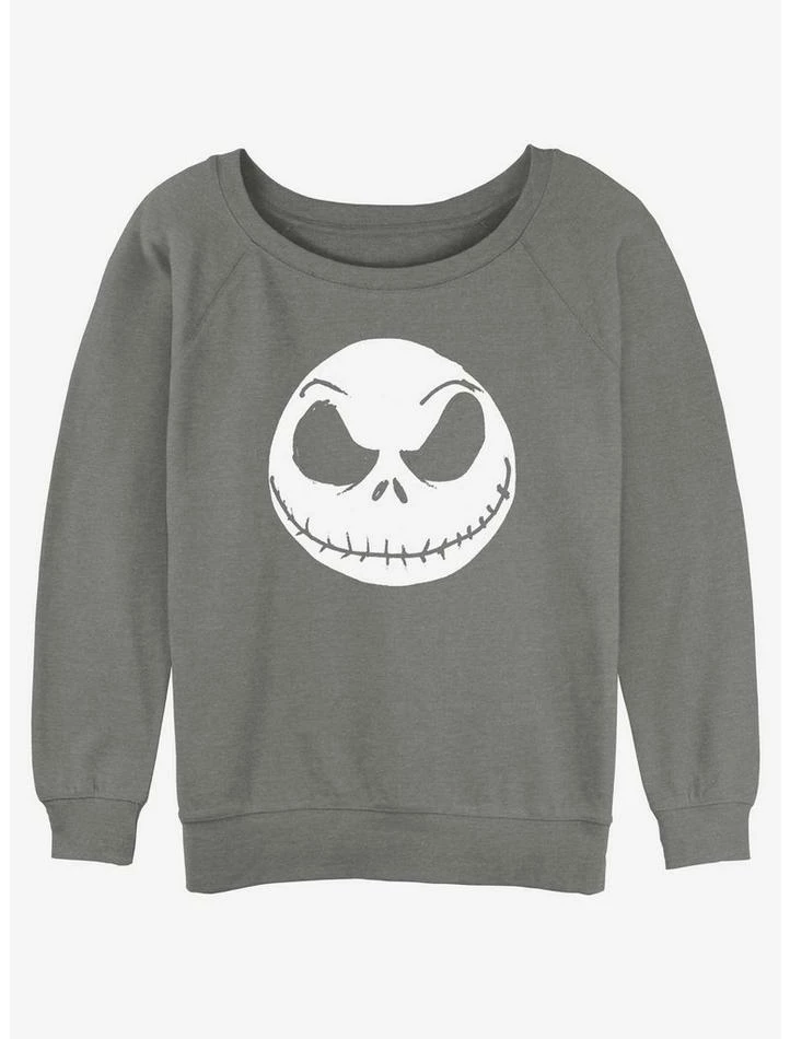 Discount 👍 Disney The Nightmare Before 🔔 Christmas Big Face Jack 👧 Girls Slouchy Sweatshirt 🔥