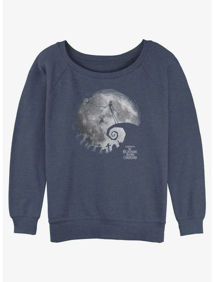 Best Sale ❤️ Disney The Nightmare Before 🔔 Christmas The Grave Moon 👧 Girls Slouchy Sweatshirt 🔔