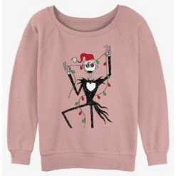 New 🎁 Disney The Nightmare Before ❄ Christmas Jack ❄ Christmas Lights 👧 Girls Slouchy Sweatshirt 🛒