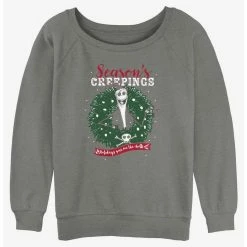 Deals 🎉 Disney The Nightmare Before 🎄 Christmas Jack Season's Creepings Wreath 👧 Girls Slouchy Sweatshirt 🛒