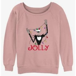 Brand new ✨ Disney The Nightmare Before 🔔 Christmas Jolly Jack 🔔 Christmas Lights 👧 Girls Slouchy Sweatshirt 🤩