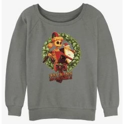 Best Pirce 🌟 Disney The Nightmare Before 🎄 Christmas Santa Jack Peace On Earth Wreath 👧 Girls Slouchy Sweatshirt 🥰