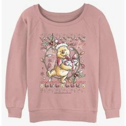 Flash Sale 😀 Disney Winnie The Pooh 🎅 Christmas Bear 👧 Girls Slouchy Sweatshirt 🌟