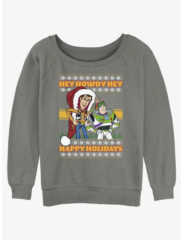 Hot Sale ๐ Disney Pixar Toy Story Howdy Ugly ๐ Christmas ๐ง Girls Slouchy Sweatshirt โญ