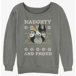 Best Sale ⭐ Disney Villains Naughty and Proud Ugly ❄ Christmas 👧 Girls Slouchy Sweatshirt 🔔