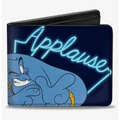 Discount 🎁 Disney Aladdin Genie Applause Pose Neon Bifold Wallet 😀