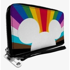 Cheap ๐ฏ Disney Mickey Mouse Pride Ears Icon Rays Rainbow Zip Around Wallet โญ