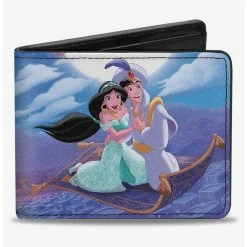 New ❤️ Disney Aladdin Classic Magic Carpet Ride Scene Bifold Wallet 💯