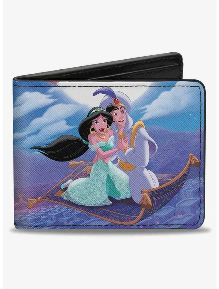 New ❤️ Disney Aladdin Classic Magic Carpet Ride Scene Bifold Wallet 💯