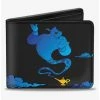Promo ❤️ Disney Aladdin Genie Lamp Silhouette Pose Clouds Bifold Wallet 🌟