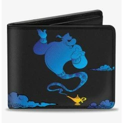 Promo ❤️ Disney Aladdin Genie Lamp Silhouette Pose Clouds Bifold Wallet 🌟