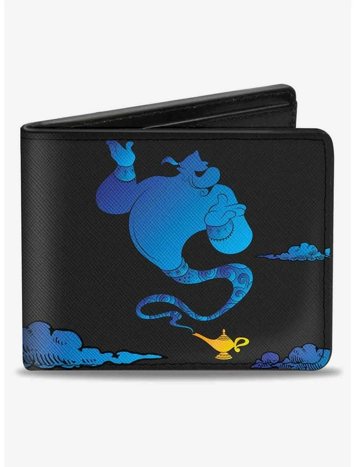 Promo ❤️ Disney Aladdin Genie Lamp Silhouette Pose Clouds Bifold Wallet 🌟