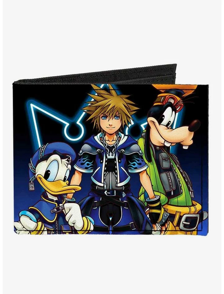 Budget 👏 Disney Kingdom Hearts II Donald Wisdom Form Sora Goofy Diamonds Canvas Bifold Wallet ✨