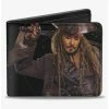 Budget 👍 Disney Pirates Of The Caribbean Jack Sparrow Vivid Pose Pirates Logo Skull Bifold Wallet 🛒