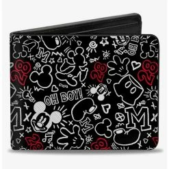 Discount ⭐ Disney Mickey Mouse Icon Doodles Collage Bifold Wallet 🎉