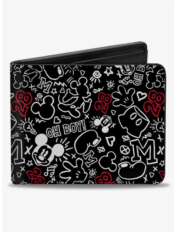 Discount ⭐ Disney Mickey Mouse Icon Doodles Collage Bifold Wallet 🎉