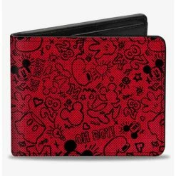 Cheap ✔️ Disney Mickey Mouse Icon Doodles Collage Bifold Wallet 😉