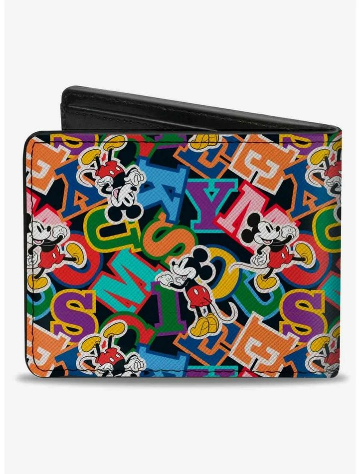 Deals 💯 Disney Mickey Mouse Poses and Letters Collage Bifold Wallet ⌛ - Image 2