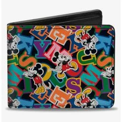 Deals ๐ฏ Disney Mickey Mouse Poses and Letters Collage Bifold Wallet โ