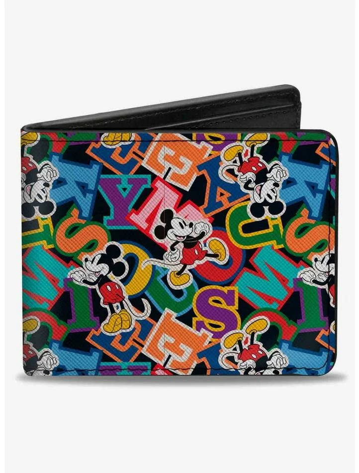 Deals 💯 Disney Mickey Mouse Poses and Letters Collage Bifold Wallet ⌛
