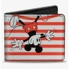 Outlet ❤️ Disney Mickey Mouse Upside Down Pose Stripe Bifold Wallet 🛒
