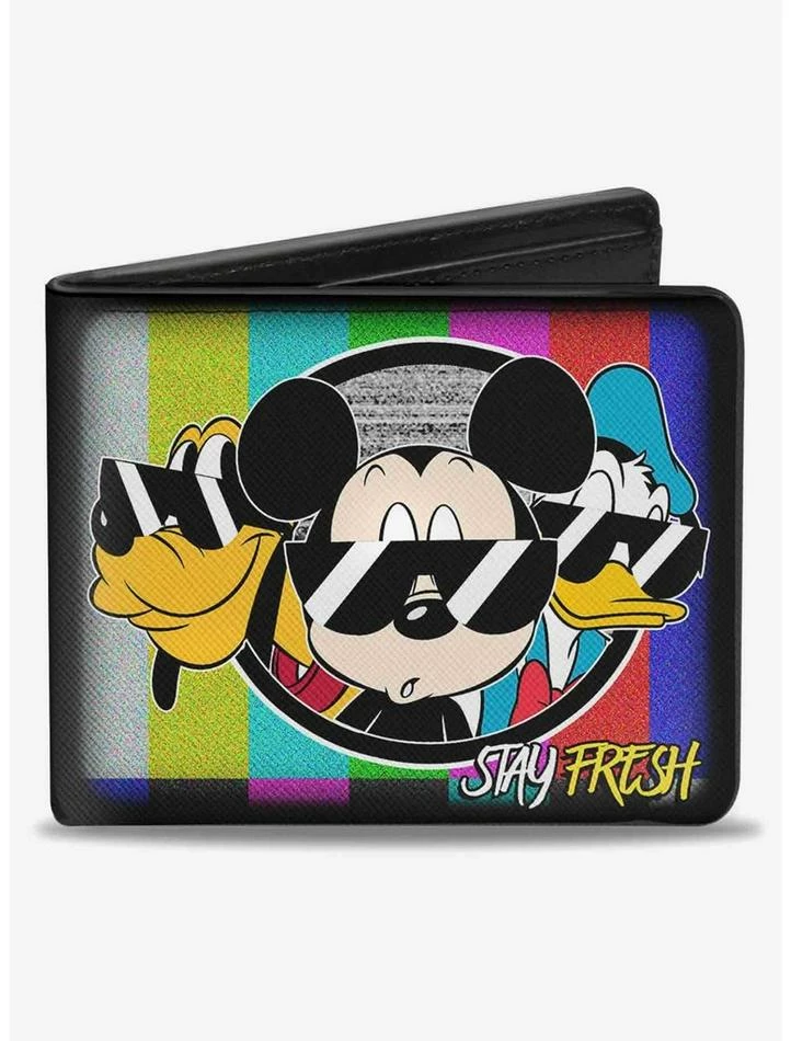 Discount 😉 Disney Pluto Mickey Mouse Donald Duck Stay Fresh Group Bifold Wallet 😍