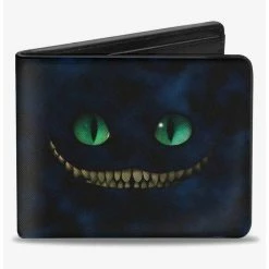 Coupon 🎁 Disney Tim Burton's Alice In Wonderland Cheshire Cat Eyes Teeth Tree Pose Smokey Bifold Wallet 🔔