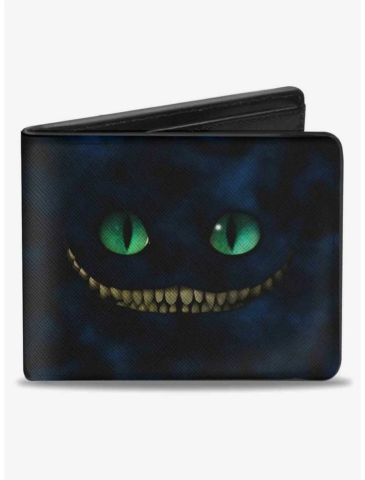 Coupon ๐ Disney Tim Burton's Alice In Wonderland Cheshire Cat Eyes Teeth Tree Pose Smokey Bifold Wallet ๐