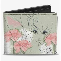 Discount 👍 Disney Tinker Bell Sketch Carnations Dandelions Bifold Wallet ⭐