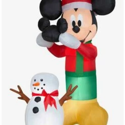 Flash Sale ✔️ Disney Mickey Mouse Putting Hat On Mickey Snowman Animated Airblown 🌟