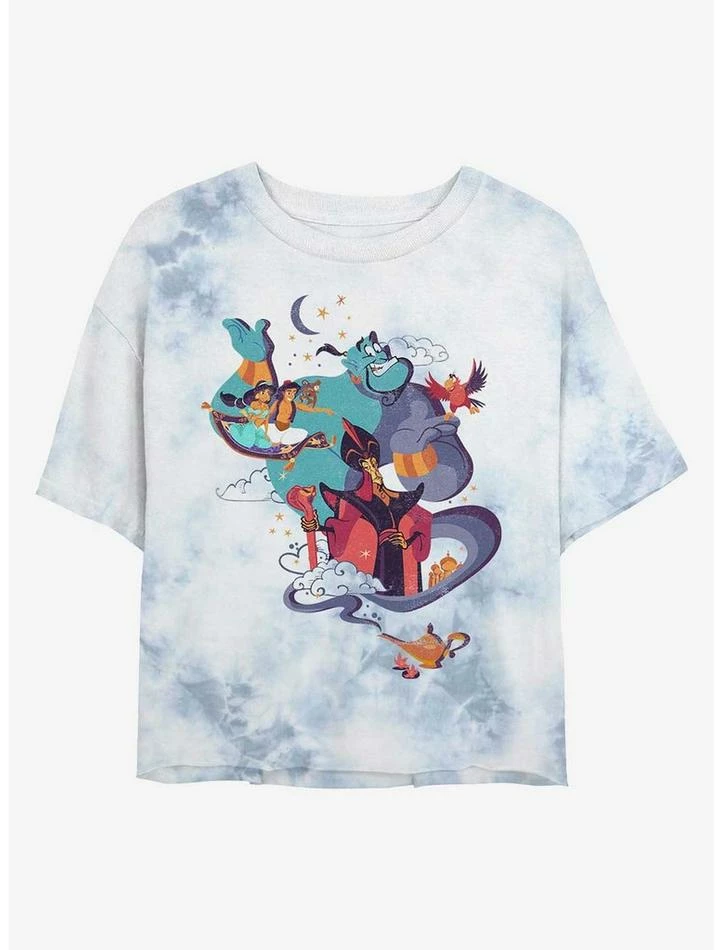 Best Pirce 🔔 Disney Aladdin Magic Sky Tie-Dye 👧 Girls Crop T-Shirt 🌟
