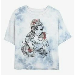 Cheap ❤️ Disney Beauty and the Beast Belle of the Ball Tie-Dye 👧 Girls Crop T-Shirt 🔥