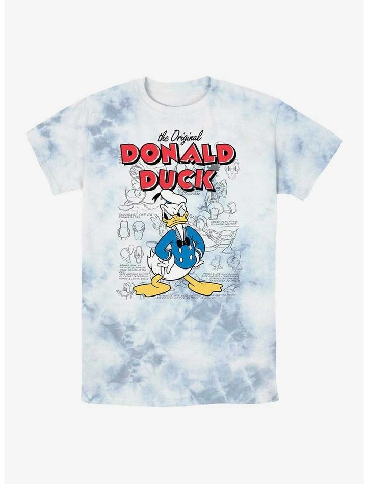 New 🔥 Disney Donald Duck Original Sketch Tie-Dye T-Shirt 💯