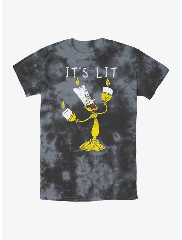 Promo 👏 Disney Beauty and the Beast Lumiere It's Lit Tie-Dye T-Shirt 🥰