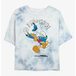 New 😀 Disney Donald Duck Angry Duck Tie-Dye 👧 Girls Crop T-Shirt 🌟