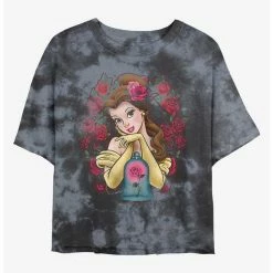Hot Sale 🔥 Disney Beauty and the Beast Rose Belle Tie-Dye 👧 Girls Crop T-Shirt 🎉