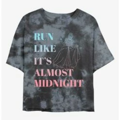 Cheap 🔥 Disney Cinderella Run Like It's Almost Midnight Tie-Dye 👧 Girls Crop T-Shirt ⌛