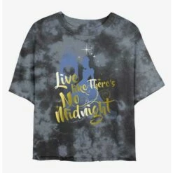 Best Sale 🎉 Disney Cinderella No Midnight Tie-Dye 👧 Girls Crop T-Shirt 😍