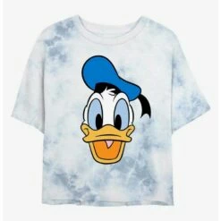 Outlet ❤️ Disney Donald Duck Big Face Tie-Dye 👧 Girls Crop T-Shirt 🌟