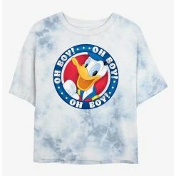 Best Sale 🤩 Disney Donald Duck Oh Boy Badge Tie-Dye 👧 Girls Crop T-Shirt 🌟