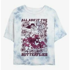 New 👍 Disney Encanto Mirabel All About Butterflies Tie-Dye 👧 Girls Crop T-Shirt 🥰