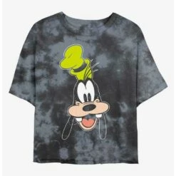 Hot Sale 🛒 Disney Goofy Goofy Big Face Tie-Dye 👧 Girls Crop T-Shirt 🧨