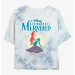 Cheap ✨ Disney The Little Mermaid Above The Sea Tie-Dye 👧 Girls Crop T-Shirt 🔔