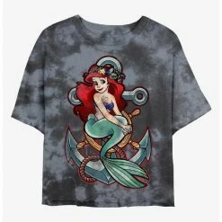Cheap 🔥 Disney The Little Mermaid Anchor Beauty Tie-Dye 👧 Girls Crop T-Shirt ⌛